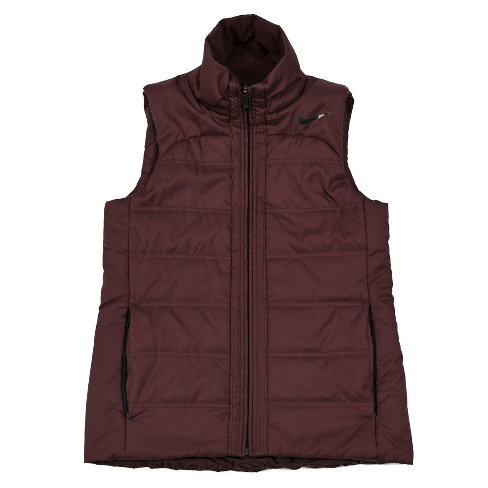 Nike Men's Small Burgundy Puffer Vest Polyester Fill Repel Full Zip Pockets
